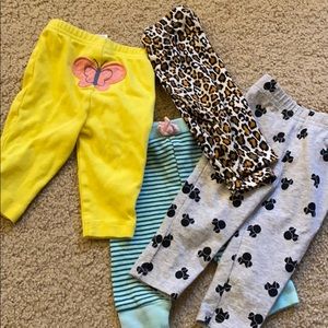 Bundle of 4 pants. Size 0/3 months